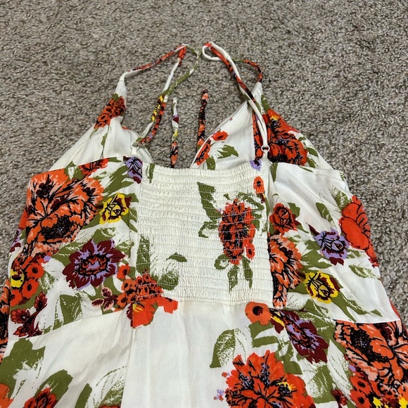 FREE PEOPLE Happy Heart Mini Dress Ivory Orange Floral Women's Size Medium Party - Picture 7 of 9